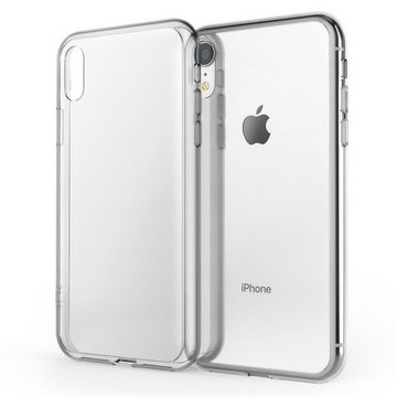 Nalia Smartphone-Hülle Apple iPhone XR, Klare Hartglas Hülle / Silikon Rahmen / Kratzfest / Cover Transparent