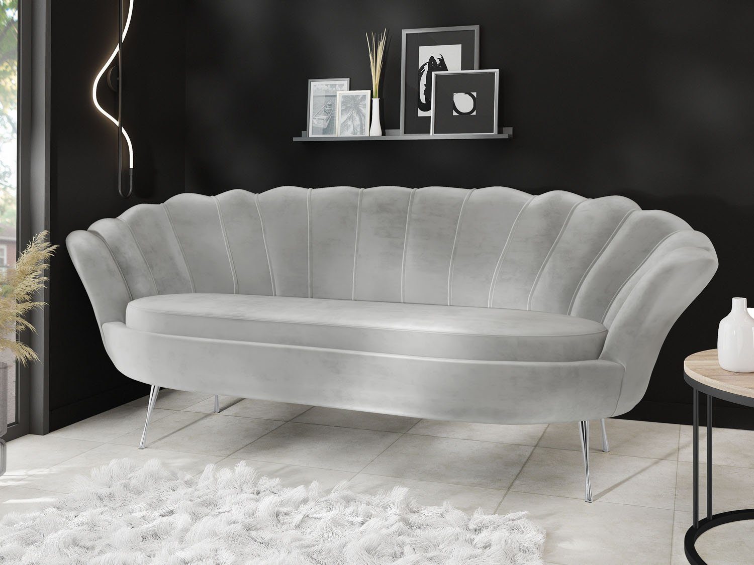WFL GROUP Sofa Muschel, Samt 3-Sitzer günstig online kaufen