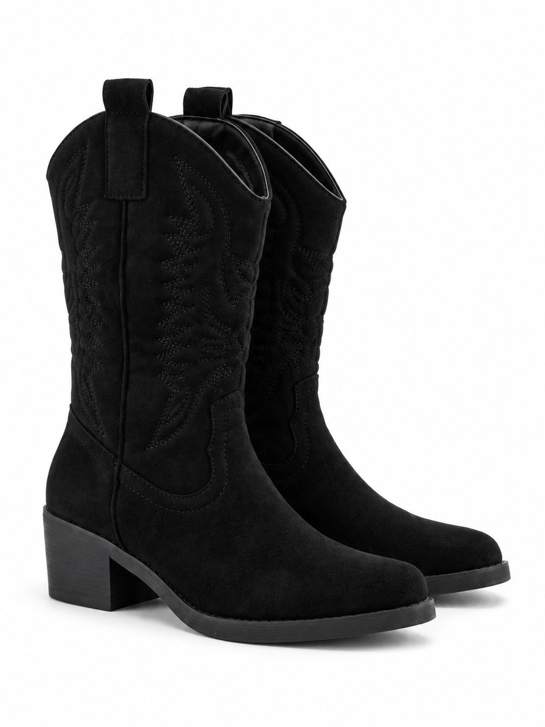 Passioni Stiefel in schwarz aus Stoff mit Verzierungen Cowboy Boots