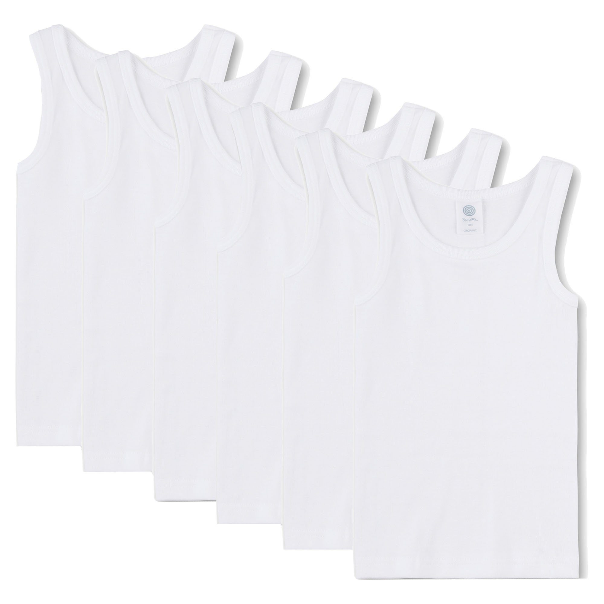 Sanetta Unterhemd Jungen Unterhemd 6er Pack - Shirt ohne Arme, Tank Weiß
