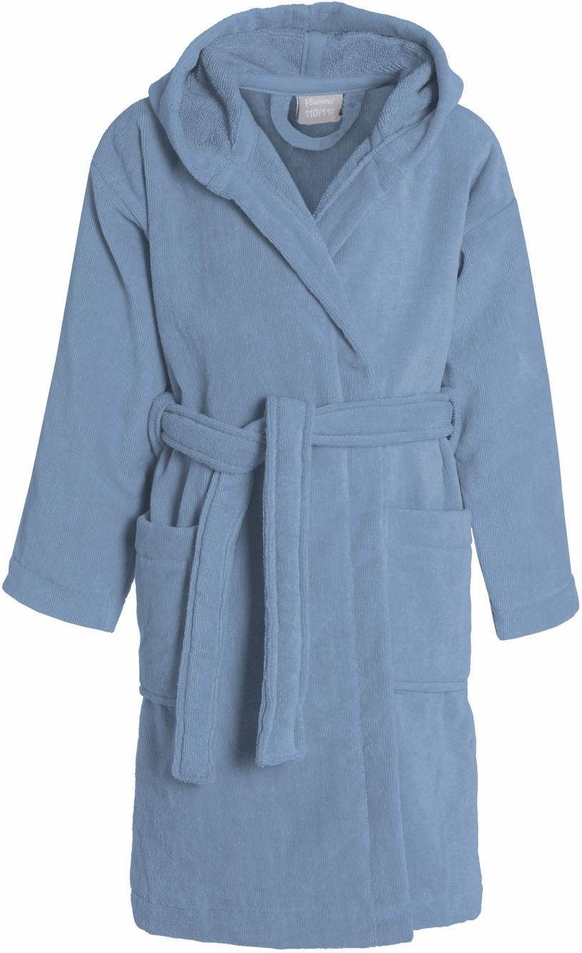 Seahorse Kinderbademantel Seahorse Pure, Langform, Velours, Kapuze, Gürtel, Langarm, aufgesetzte Taschen