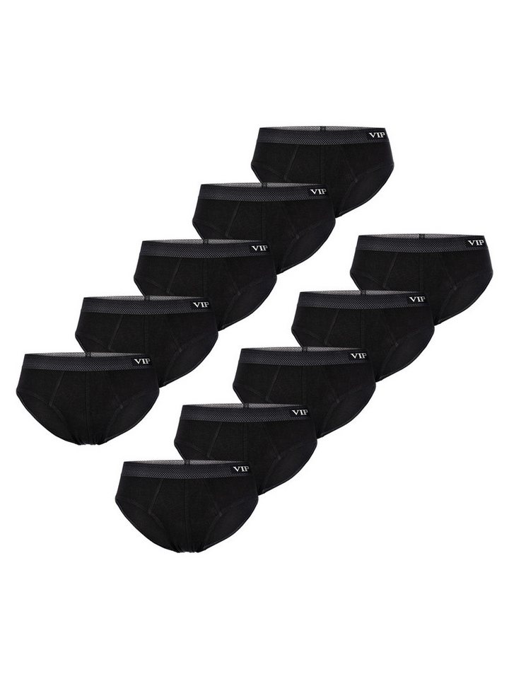 VIP Slip Premium Jersey Stretch - 10er Set - klassische Unterhosen (10-St) Unterwäsche Männer Herren Uni Baumwoll-Mix (95% Baumwolle) 10-Pack