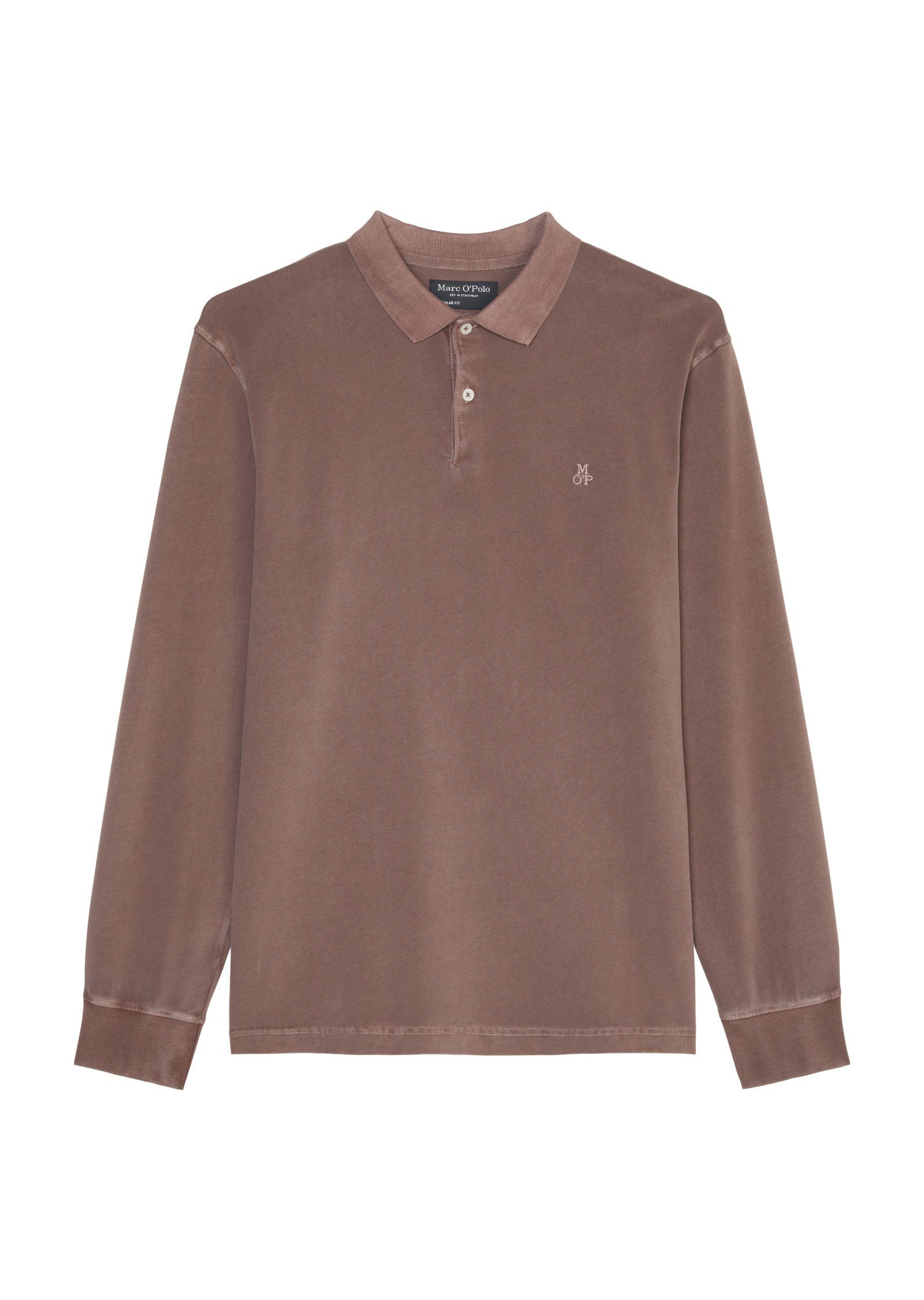 Marc O'Polo Langarm-Poloshirt Soft-Touch-Jersey-Qualität braun in schwerer