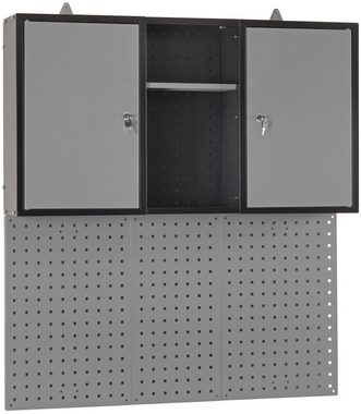 Profiwerk Werkbank Werkstattset Stuttgart, (Set, 3-tlg), Breite 110 cm, abschließbar, höhenverstellbar, Hängeschrank & Lochwand