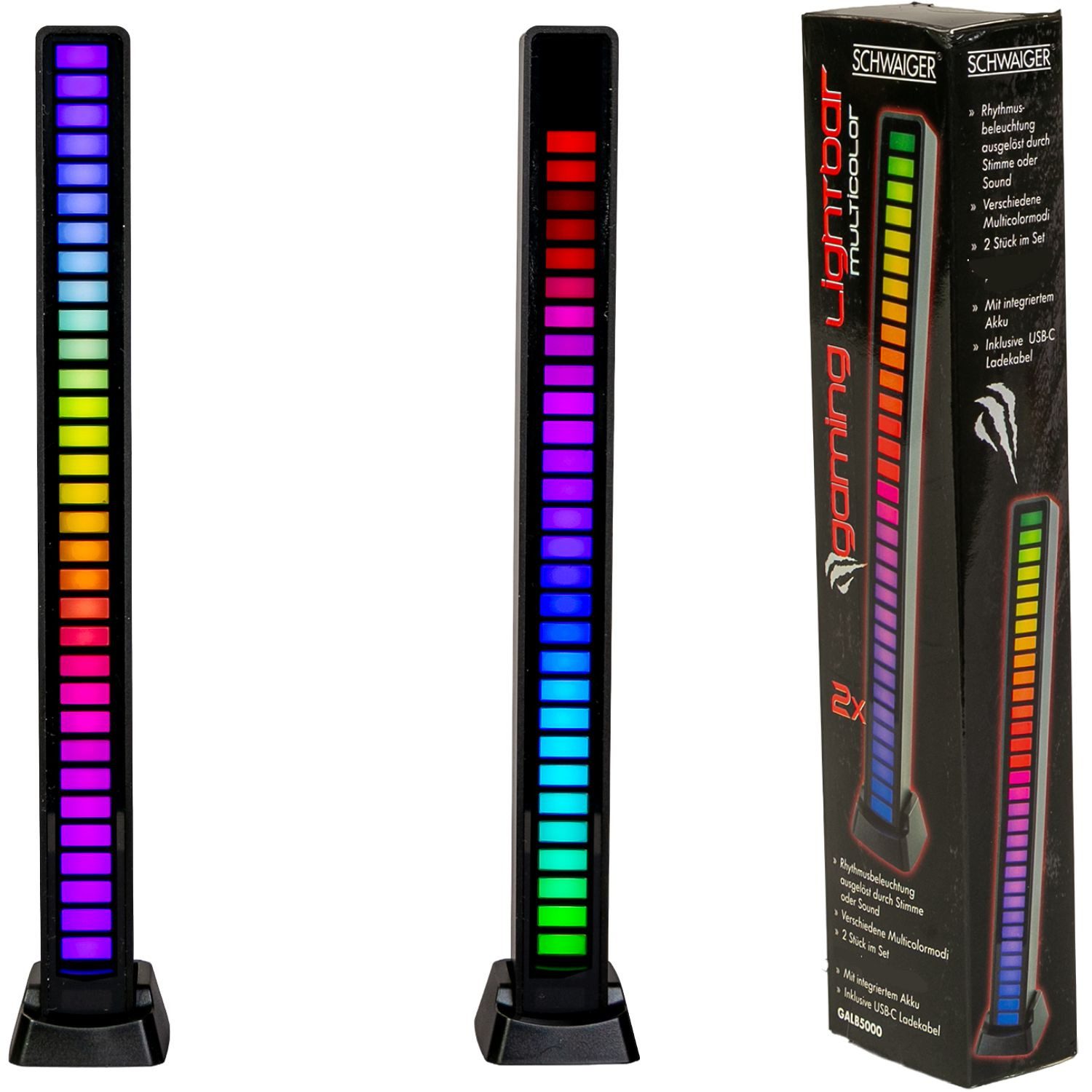 Schwaiger LED Lichtleiste 2x LED Lightbar Hintergrundbeleuchtung RGB Gaming, LED, Monitor TV Gamer Lampe Ambiente Licht Lampe Leuchte Farbleiste Bar