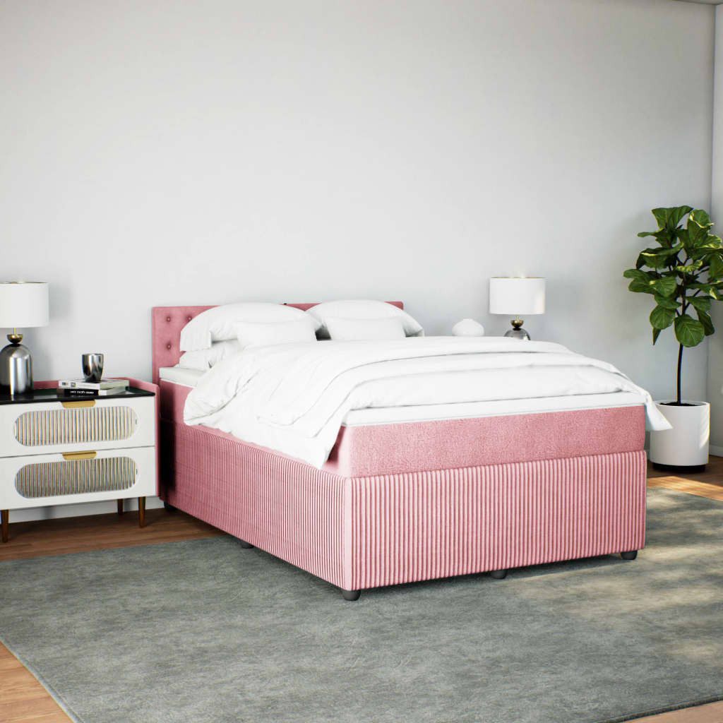 vidaXL Bett Boxspringbett mit Matratze Rosa günstig online kaufen
