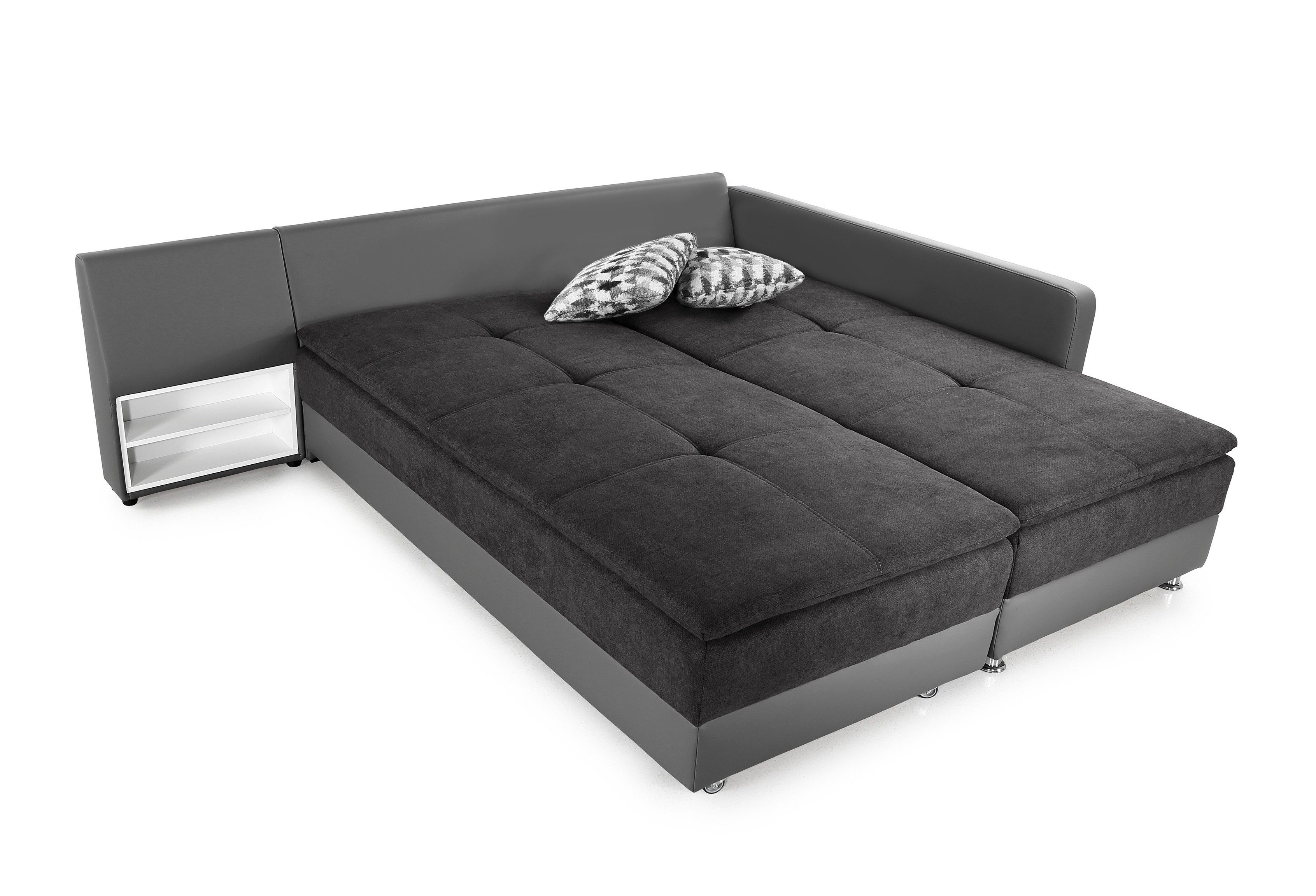 luma-home Ecksofa 15105, Dauerschläfer-Doppelbett B306/T223/H95 cm, Bettkas günstig online kaufen