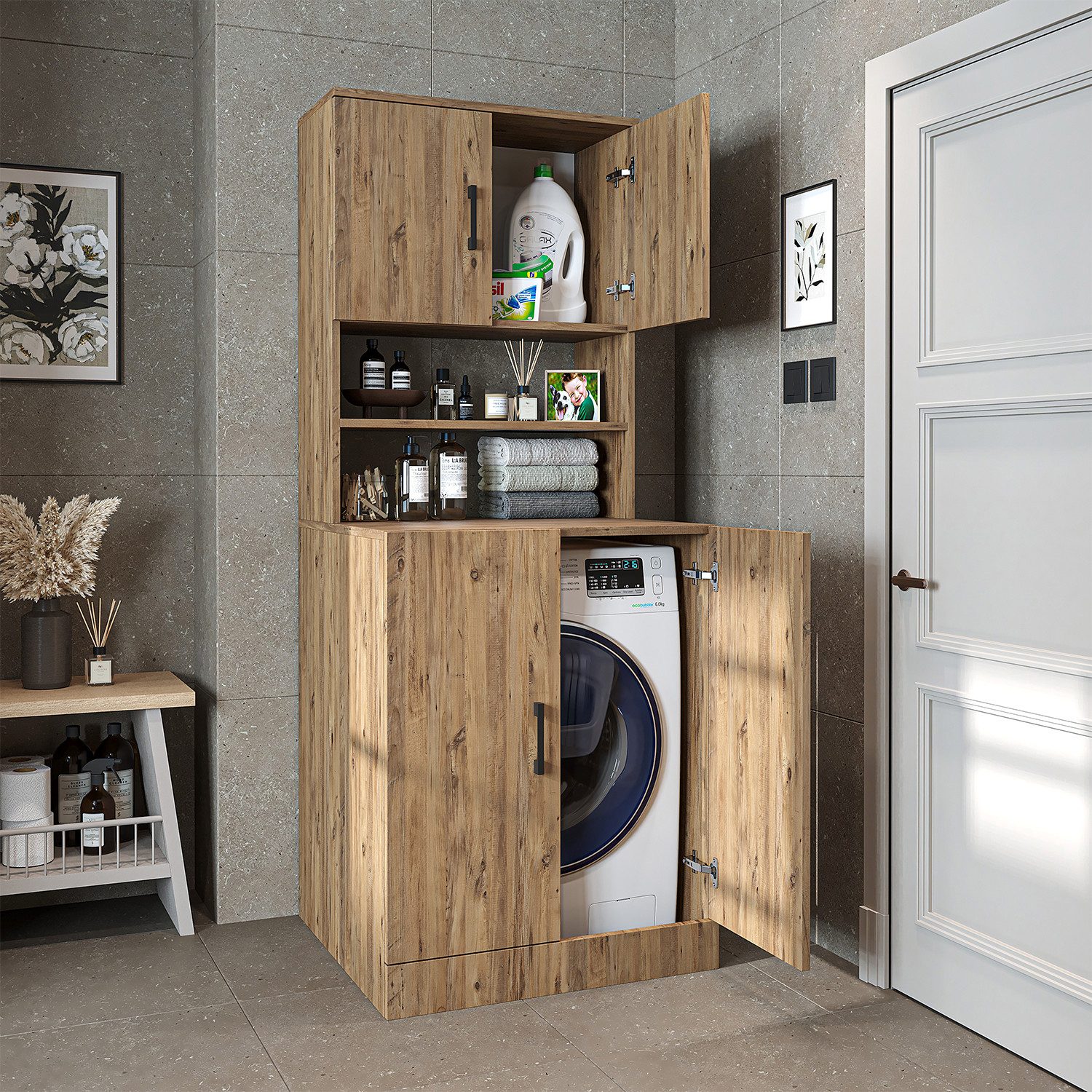 Roomart Waschmaschinenumbauschrank (Waschmaschinenschrank Trocknerschrank W günstig online kaufen