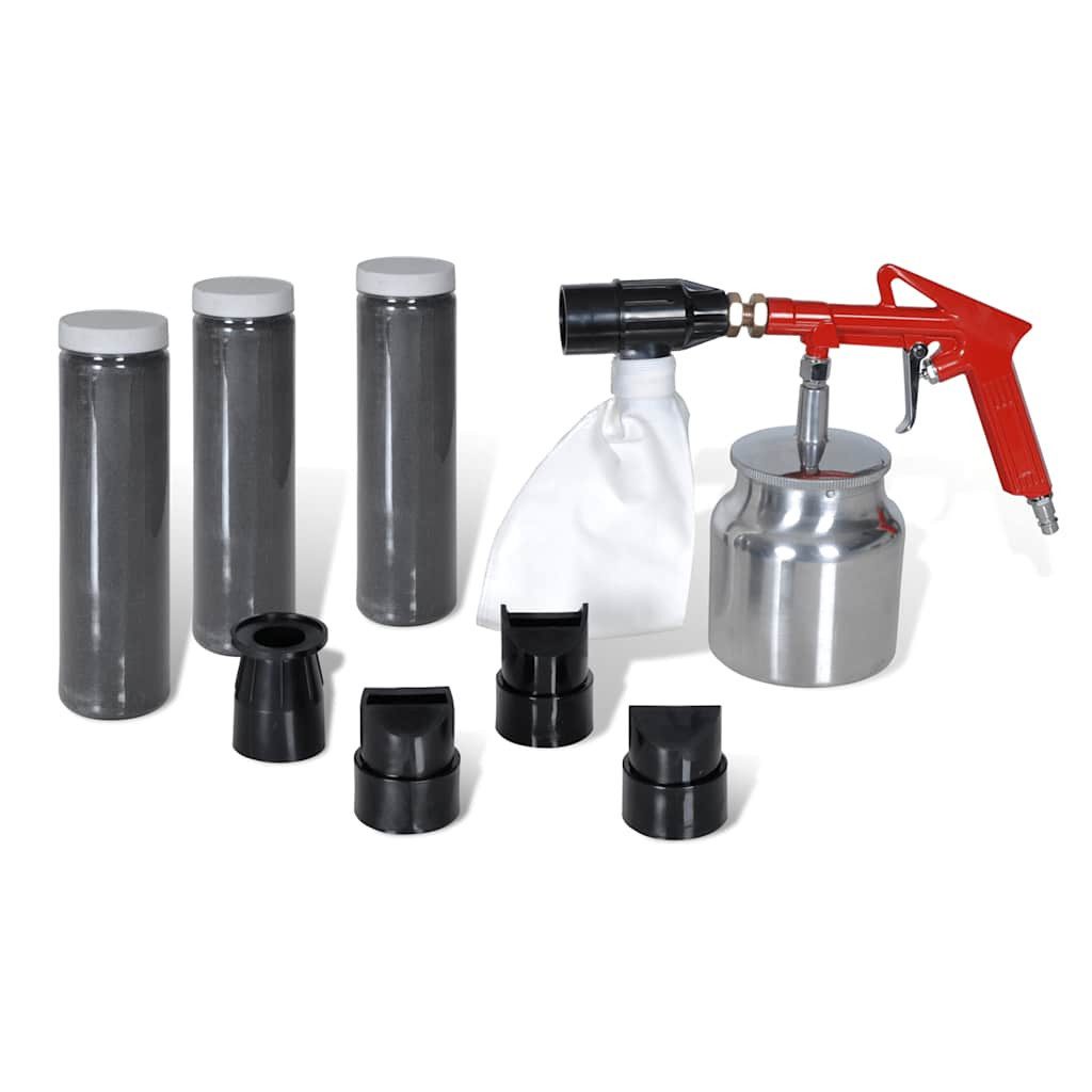 vidaXL Sandstrahler Druckluft Sandstrahlpistole Sandstrahler Set, Druckluft Sandstrahlpistole mit 3 Flaschen 4 Düsen Sandstrahlgerät
