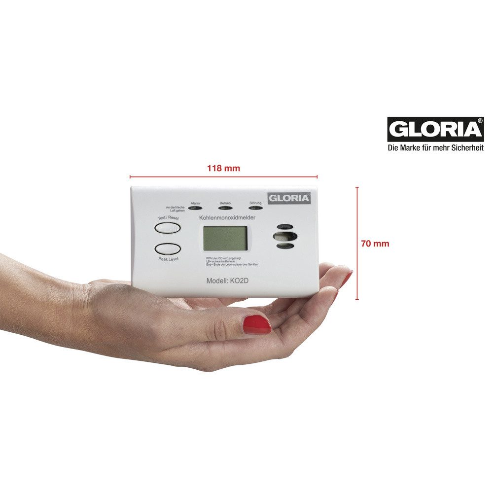 Gloria Gloria KO2D Kohlenmonoxid-Melder batteriebetrieben detektiert Kohlen Gasmelder