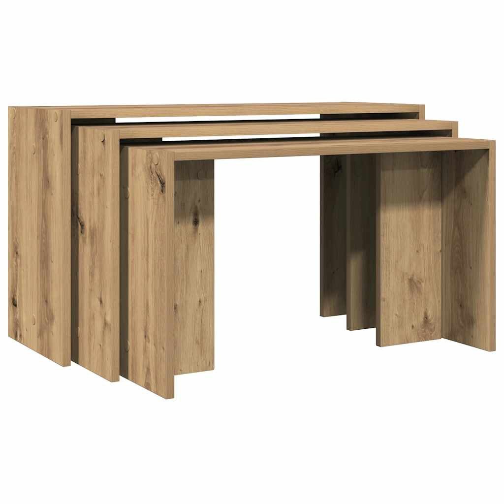 vidaXL Beistelltisch Satztische 3 Stk. Artisan-Eiche günstig online kaufen