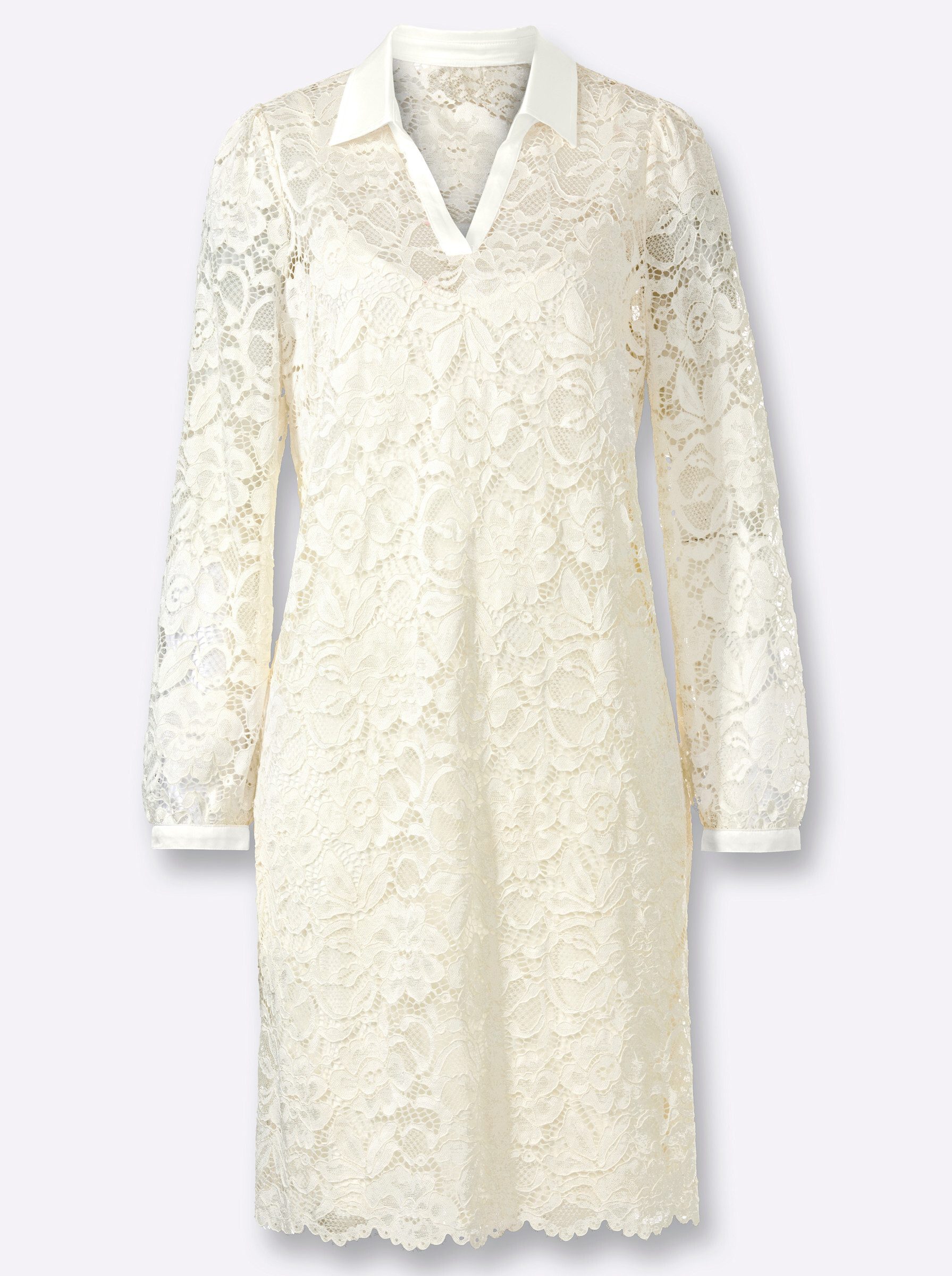 heine Etuikleid Spitzen-Kleid Langarm