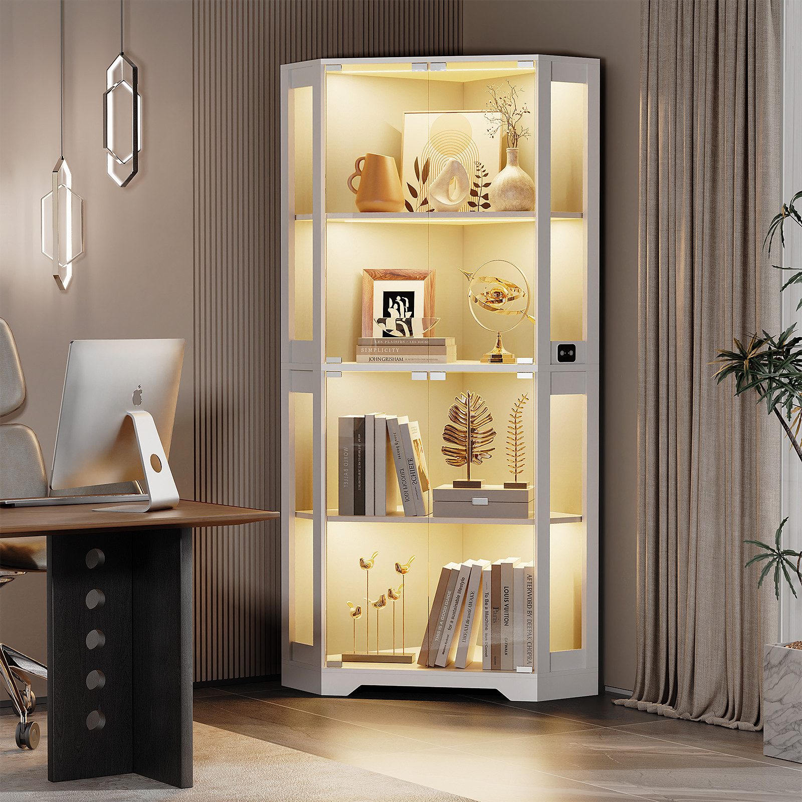 BROTTAR Glasvitrine Curio-Schrank, Eckvitrine, 4 Böden mit LED-Beleuchtung günstig online kaufen