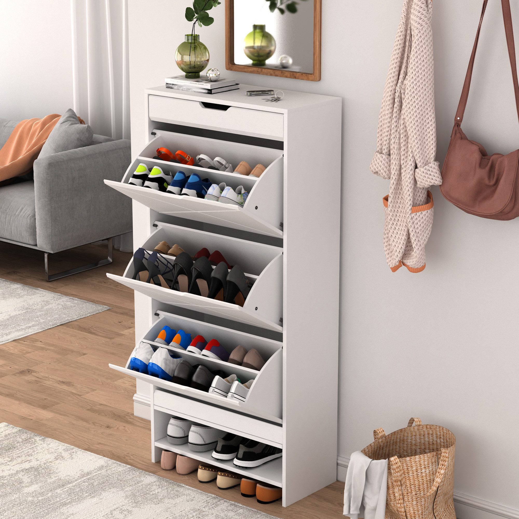 OKWISH Schuhschrank mit 3 Fächern & günstig online kaufen