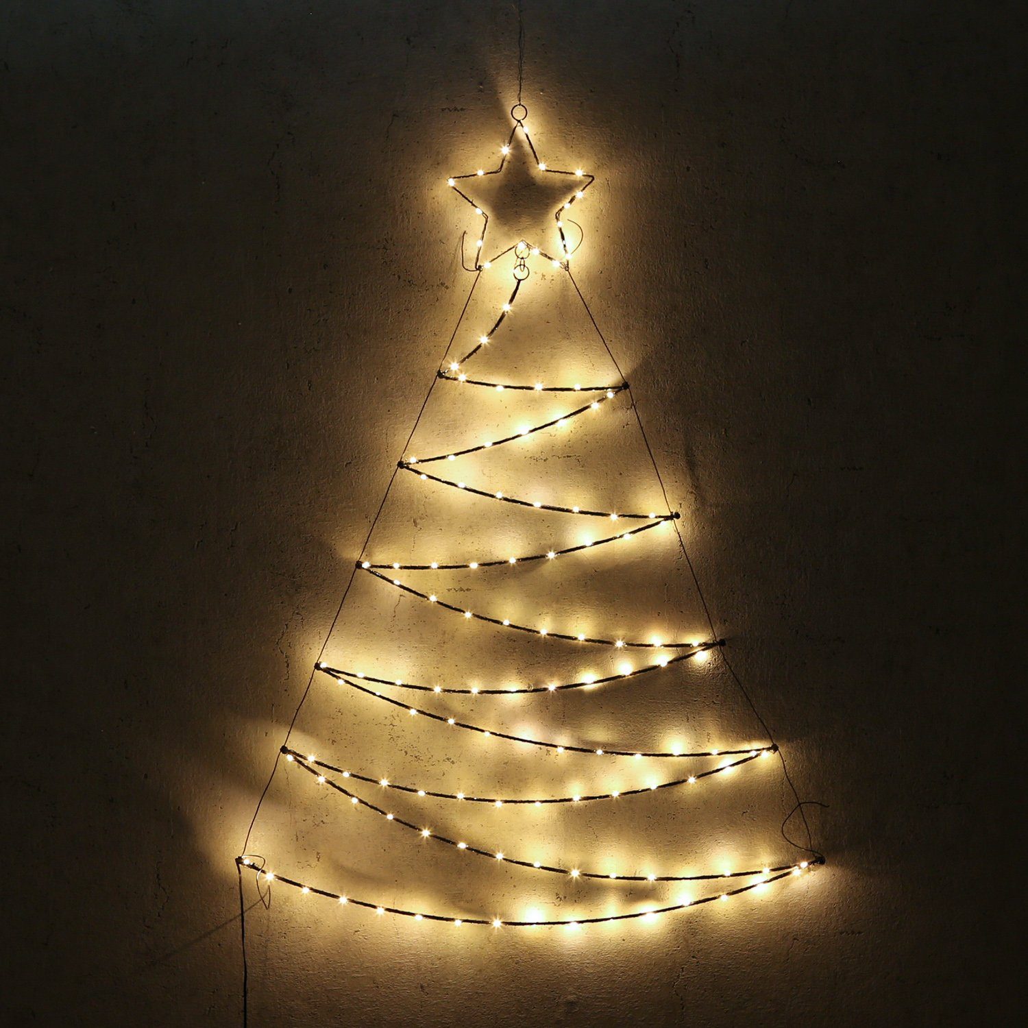 LED Baum bis LED 2100K) ultra-warmweiß Außen, beleuchtet MARELIDA Wanddeko Classic, (1800K Weihnachten 1,1m LED Tannenbaum / bernstein Metallbaum