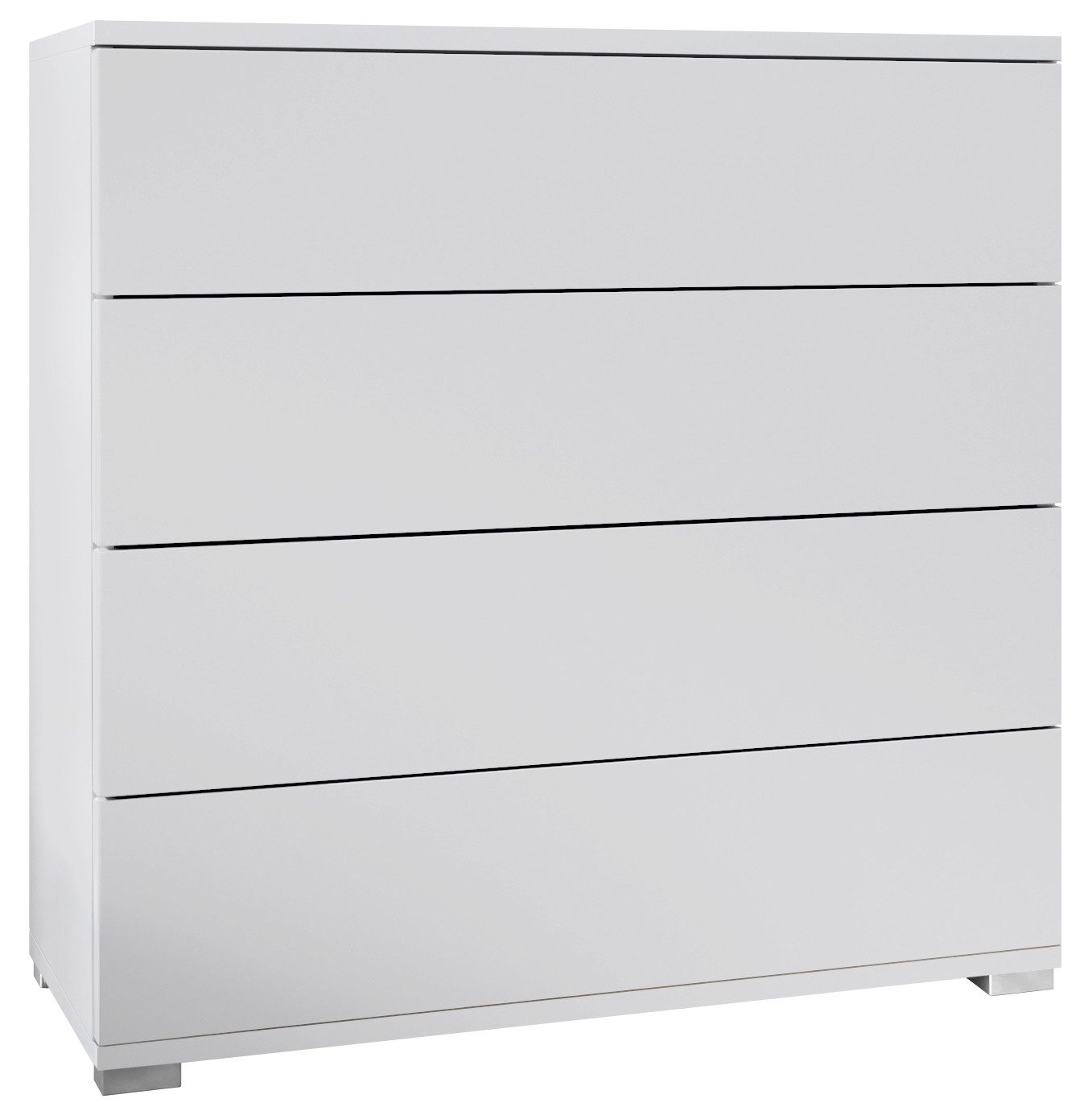 Vladon Kommode Pavos V3 (Sideboard, mit 4 Schubladen), Weiß matt/Weiß matt (76 x 76 x 35 cm)
