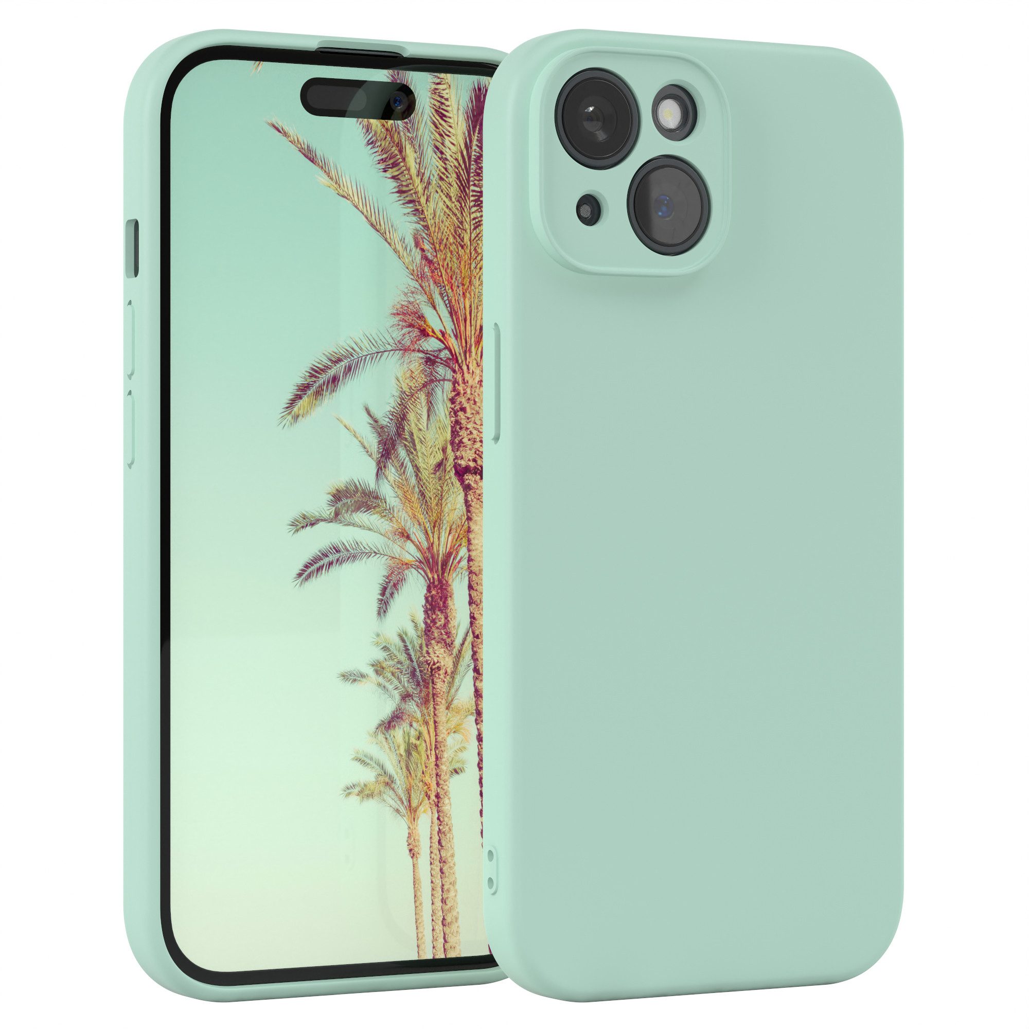 EAZY CASE Handyhülle für Apple iPhone 15 Hülle Silikon 6,1 Zoll, Hülle Silikon kratzfest Smart Slimcover Bumper Case Etui Mint Grün
