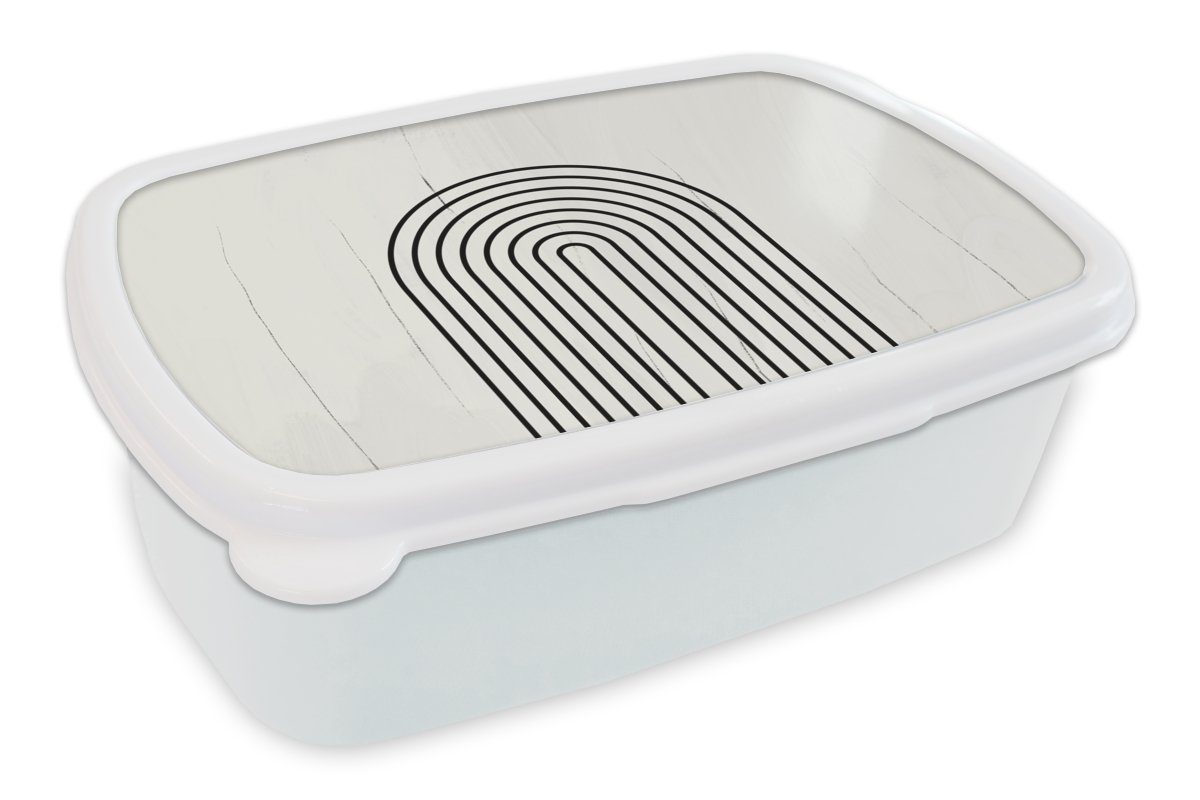 MuchoWow Lunchbox Kunst - Design - Schwarz - Weiß, Kunststoff, (2-tlg), Brotbox für Kinder und Erwachsene, Brotdose, für Jungs und Mädchen