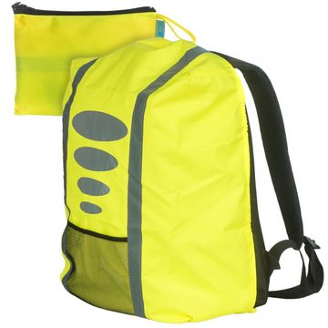 EAZY CASE Rucksack-Regenschutz 3 in 1 Schulstarter-Set Einschulung, Regenschutz für Schulranzen Reflektor Anhänger Sicherheit Neon Gelb
