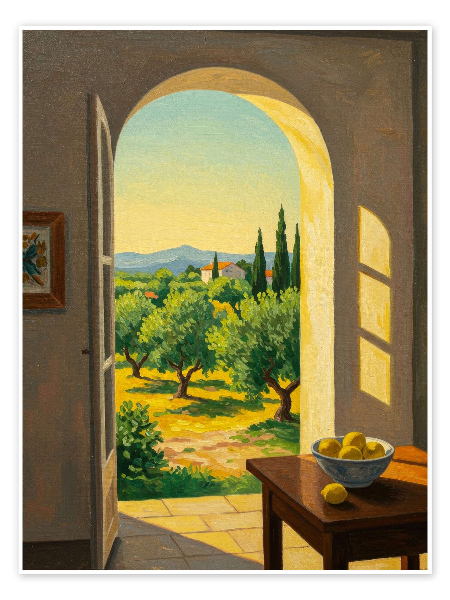 Posterlounge Wandbild Sonnenlicht über Olivenfeldern, Felipe Hora, erhältlich als Poster, Leinwandbild, Wandsticker oder Acrylglasbild