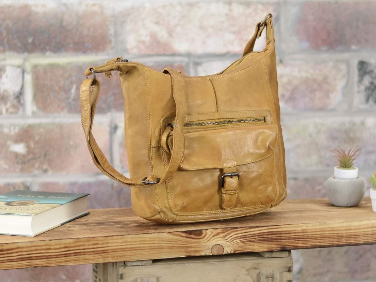 Bear Design Umhängetasche »Anna«, Handtasche, Shopper, Damen Schultertasche  30cm, knautschiges weiches Leder in ocker gelb online kaufen | OTTO