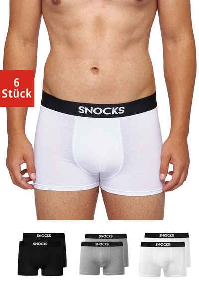 SNOCKS Boxershorts Enge Pants Herren Unterhose (6-St) aus Bio-Baumwolle, ohne kratzenden Zettel