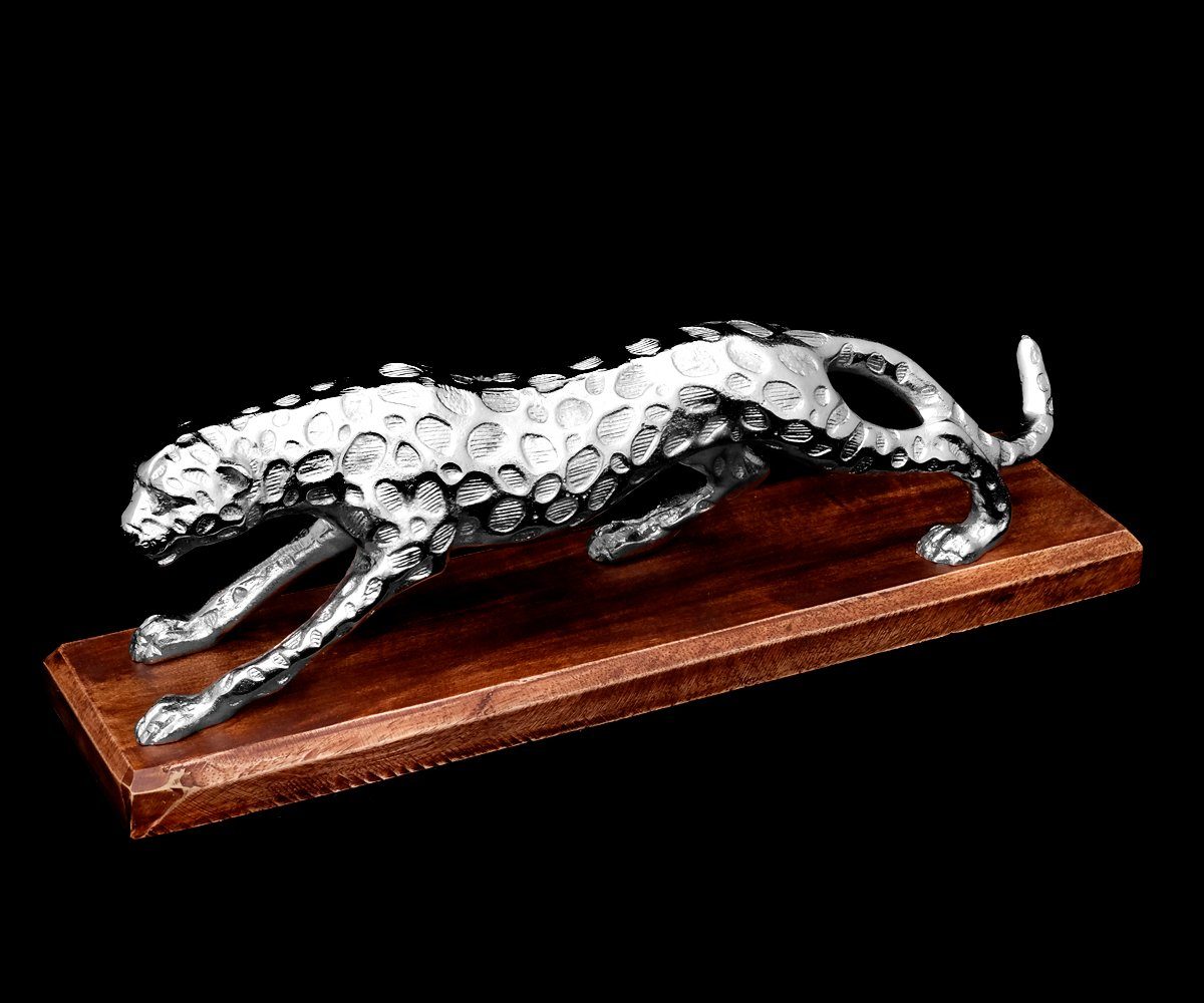 Dekofigur Figur Leopard Panther Skulptur Brillibrum Metall Silber Deko Panther Figur