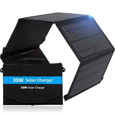 JOEAIS Solar Ladegerät Faltbare Solarpanel Powerbank Charger Panels Solarladegerät (Mobile Solaranlage Wasserdichte Portable Solar für Handy 2 USB C)