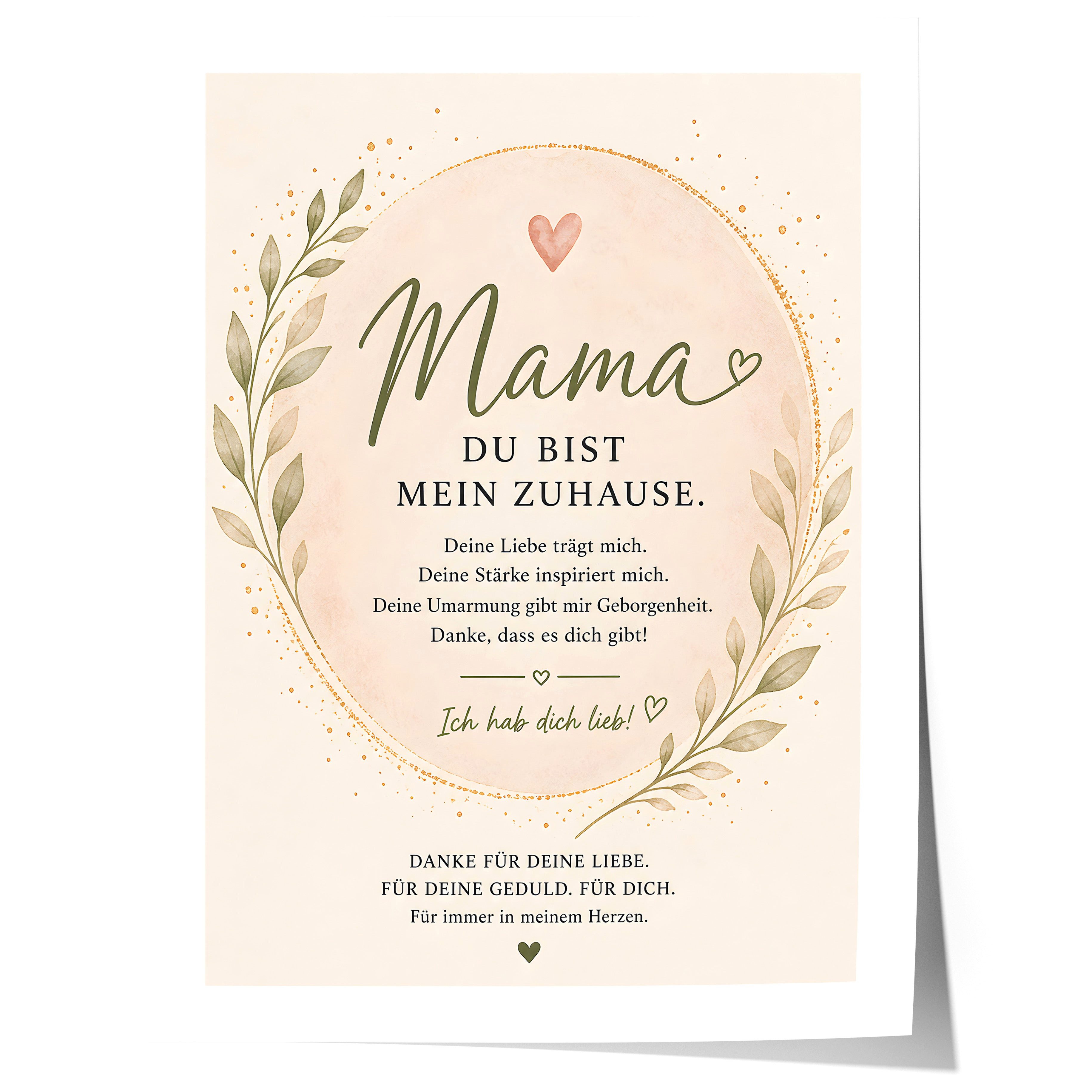 JUSTGOODMOOD Poster Muttertag Mama Boho Geschenk für Mama Eukalyptus Spruch Liebe Wanddeko, (1 St)
