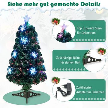 COSTWAY Künstlicher Weihnachtsbaum, mit 85 PVC Nadeln, 12 LEDs, Sternspitze