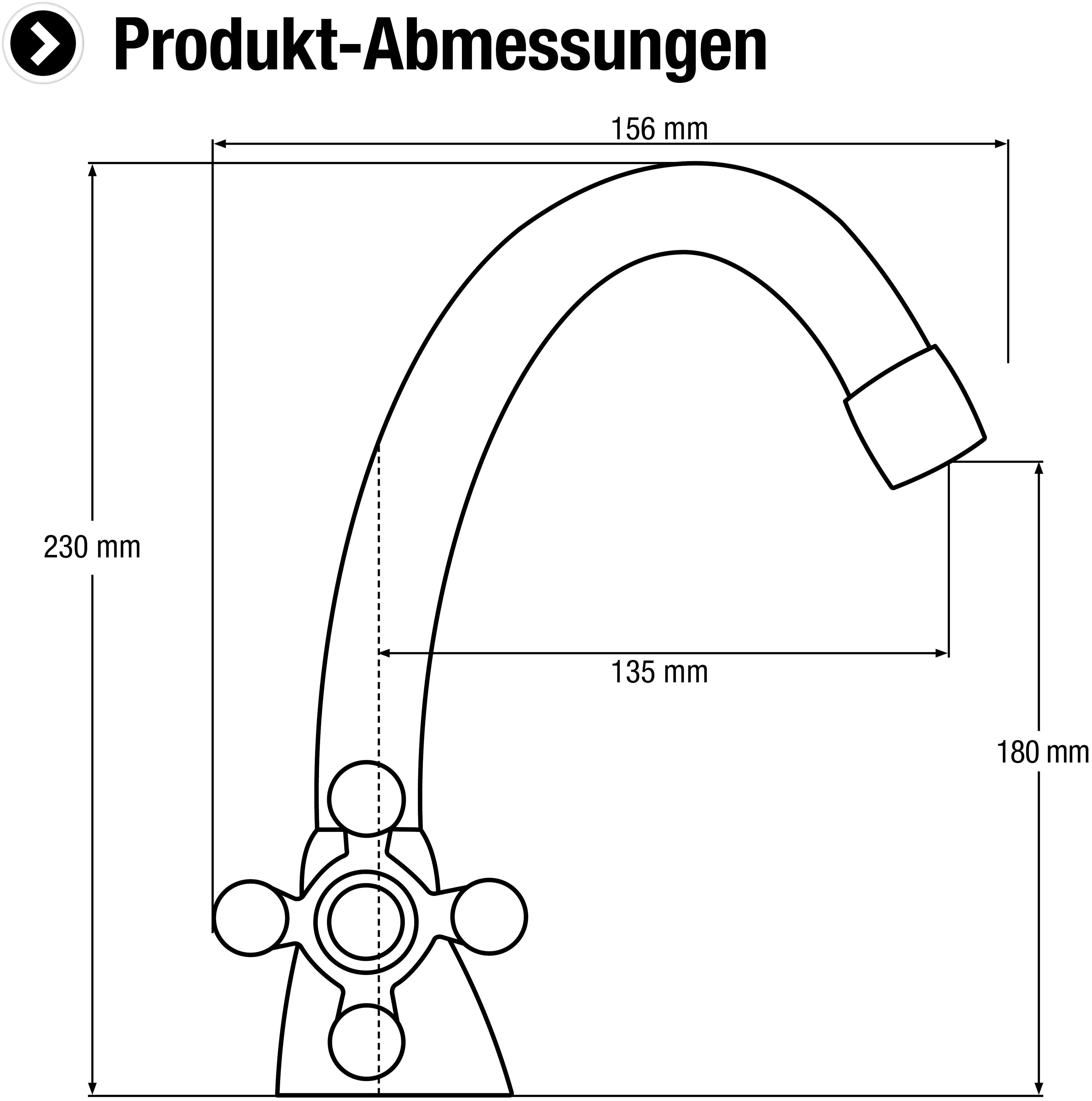 CORNAT Waschtischarmatur "Nostalgie" Verchromter Messingkörper - Hohe Auslaufhöhe - Schwenkbar Ohne Ablaufgarnitur / Wasserhahn Bad / Waschbecken-Armatur/ Badarmatur