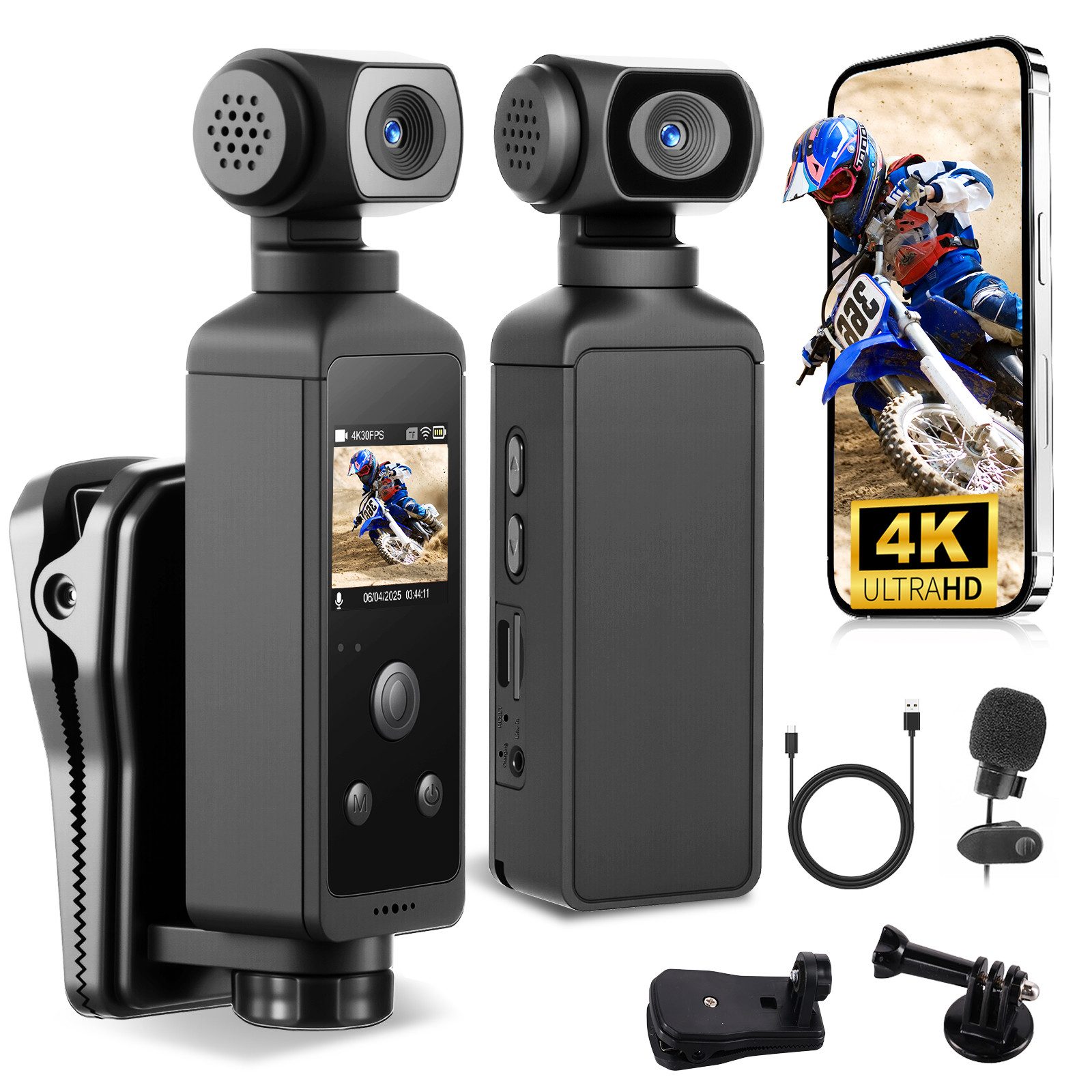 1.3 zoll Outdoor Reiten Praktische Sportkamera mit externem Mikrofon Action Cam