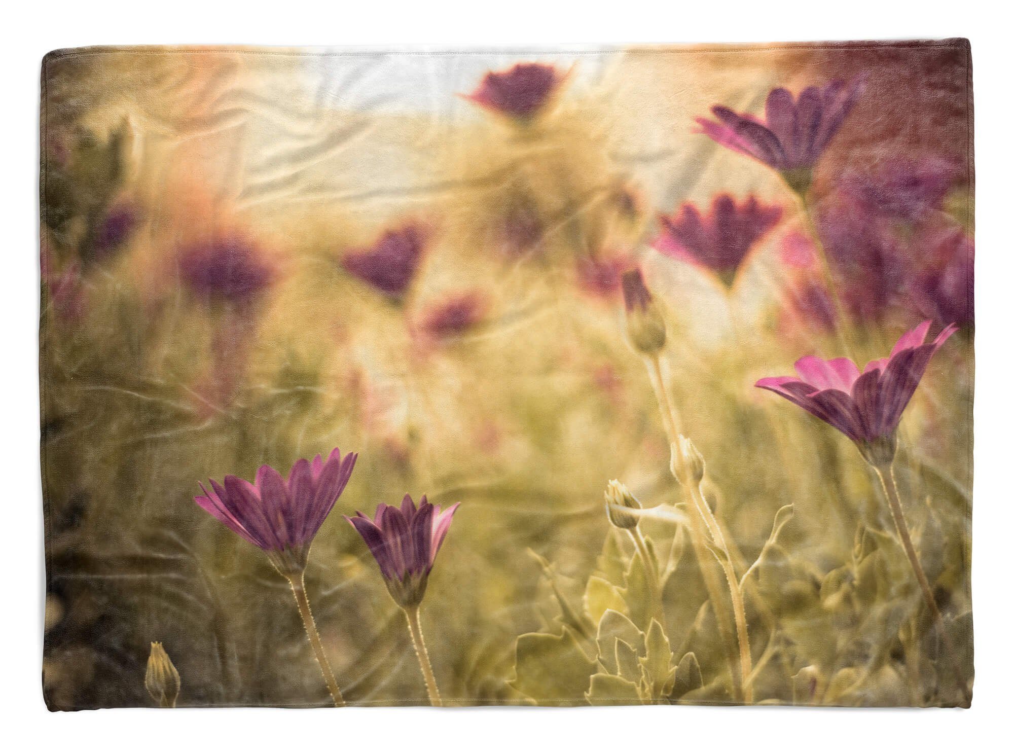 Sinus Art Saunatuch Blum, Strandhandtuch Blumen Fotomotiv Baumwolle-Polyester-Mix Handtuch (1-St), Handtücher Kuscheldecke Handtuch Zinnie mit
