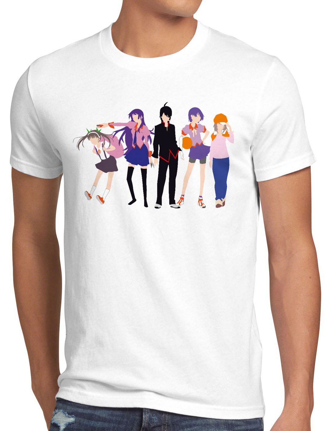 Print-Shirt T-Shirt style3 vampire Bakemonogatari serie weiß slice top Herren Nekomonogatari anime manga