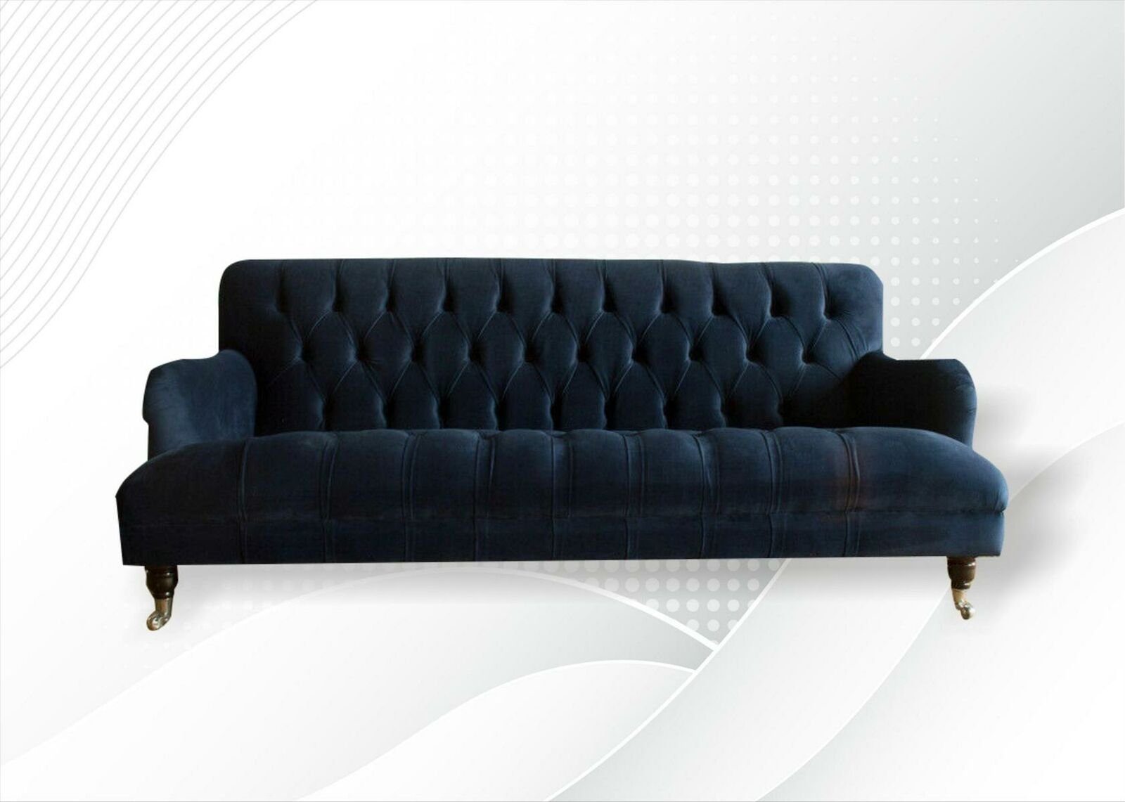 JVmoebel Chesterfield-Sofa, Chesterfield Blaue Couchen Textil Sofa Stoff Wohnzimmer Sofas Möbel Neu Modern