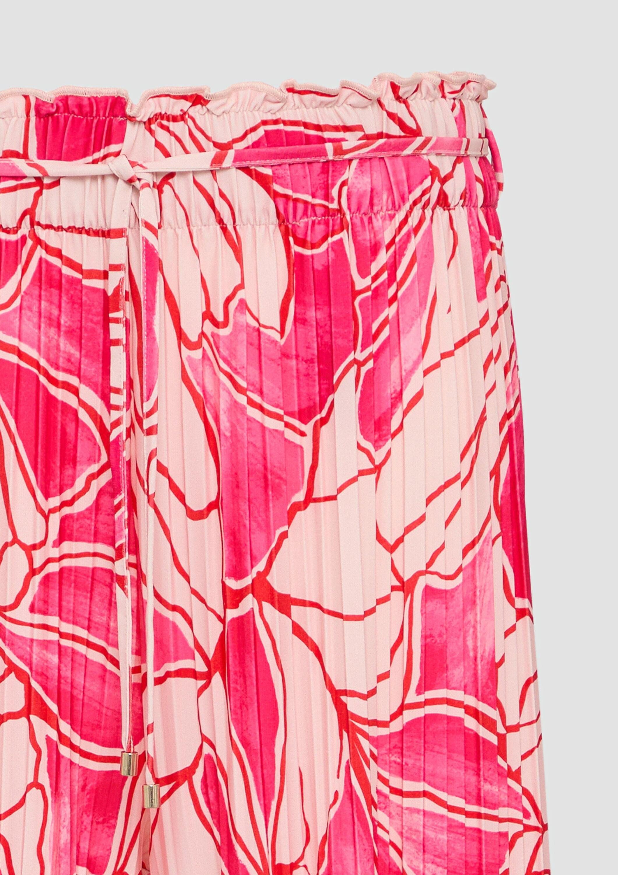 s.Oliver Culotte Hose Plissierte Culotte mit All-over-Print und Elastikbund