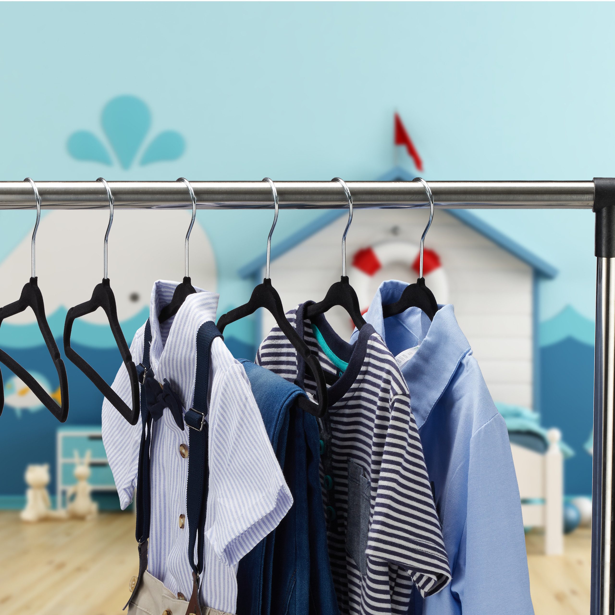 relaxdays Kleiderbügel Kinderkleiderbügel Samt, (30ermSet, 30-tlg), schwarz günstig online kaufen