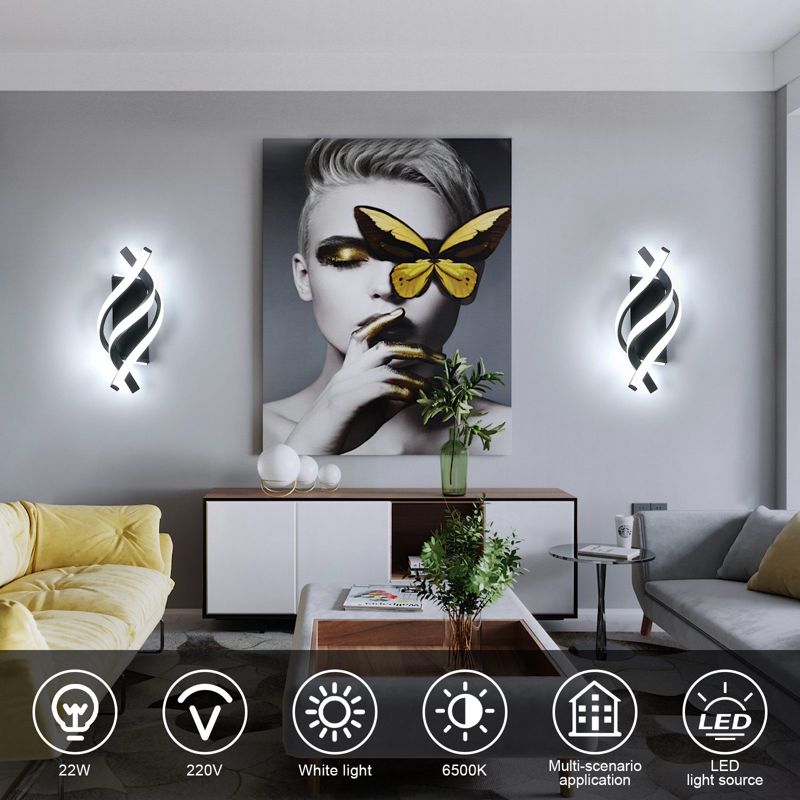 Goeco LED Wandleuchte 18 W Moderne Wandlampe, 6500 K, kaltweiß, 1200 Lumen, günstig online kaufen