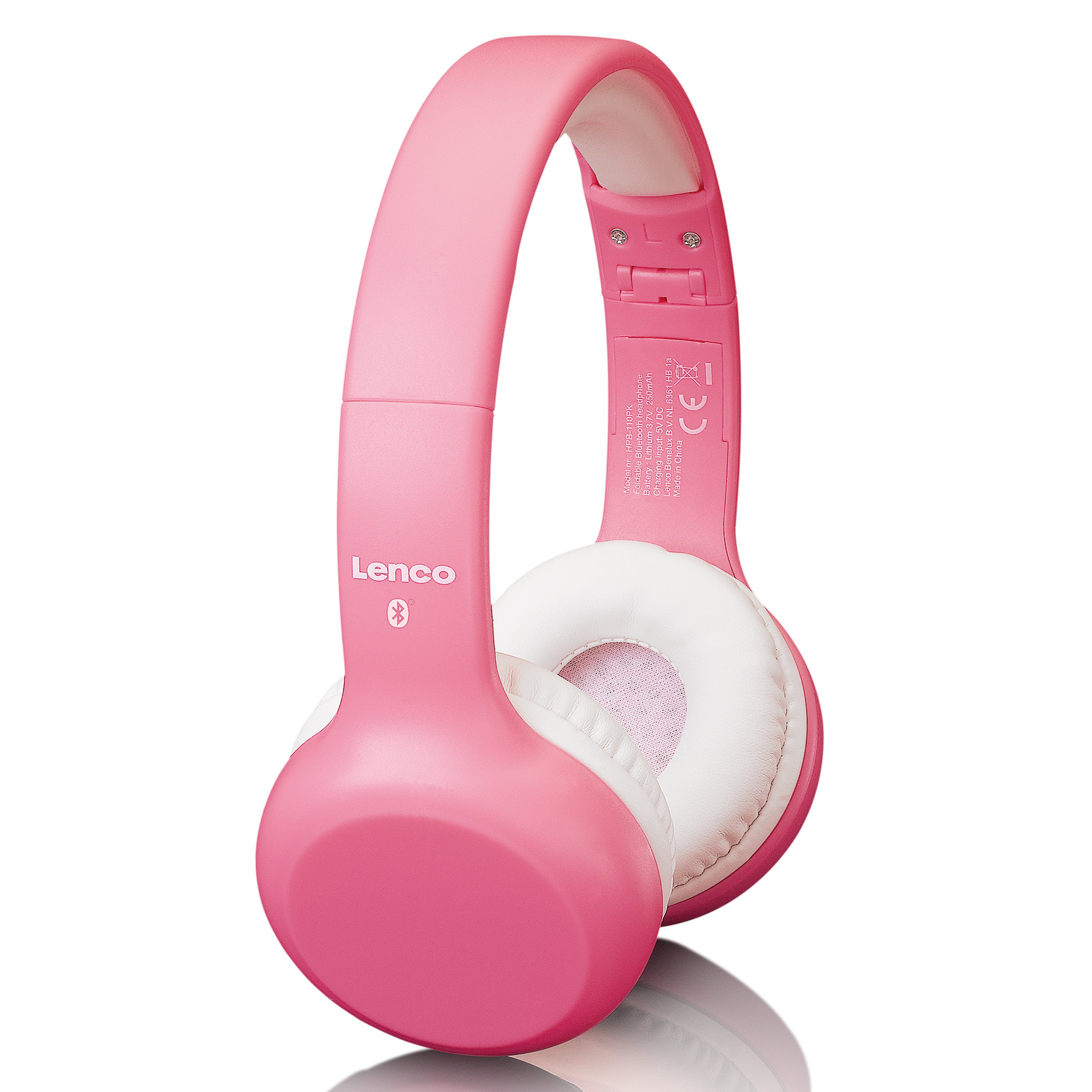 Lenco HPB-110PK Kinder-Kopfhörer (Bluetooth, leicht & faltbar mit Bluetooth 5.0, 85 dB Lärmschutz inkl. Sticker-Set)