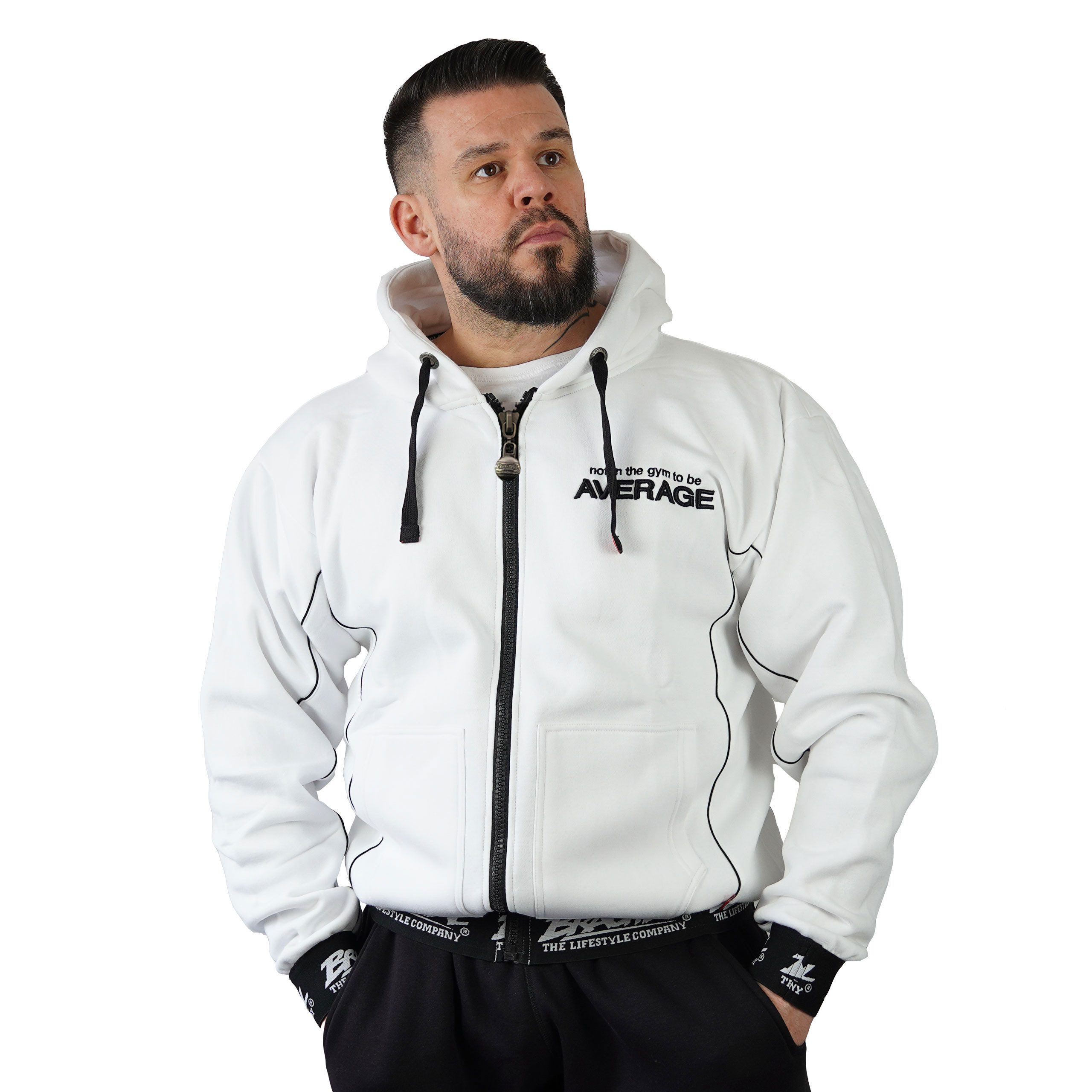 Kapuzensweatjacke Brachial Zip-Hoody "Spacy" weiß/schwarz XL