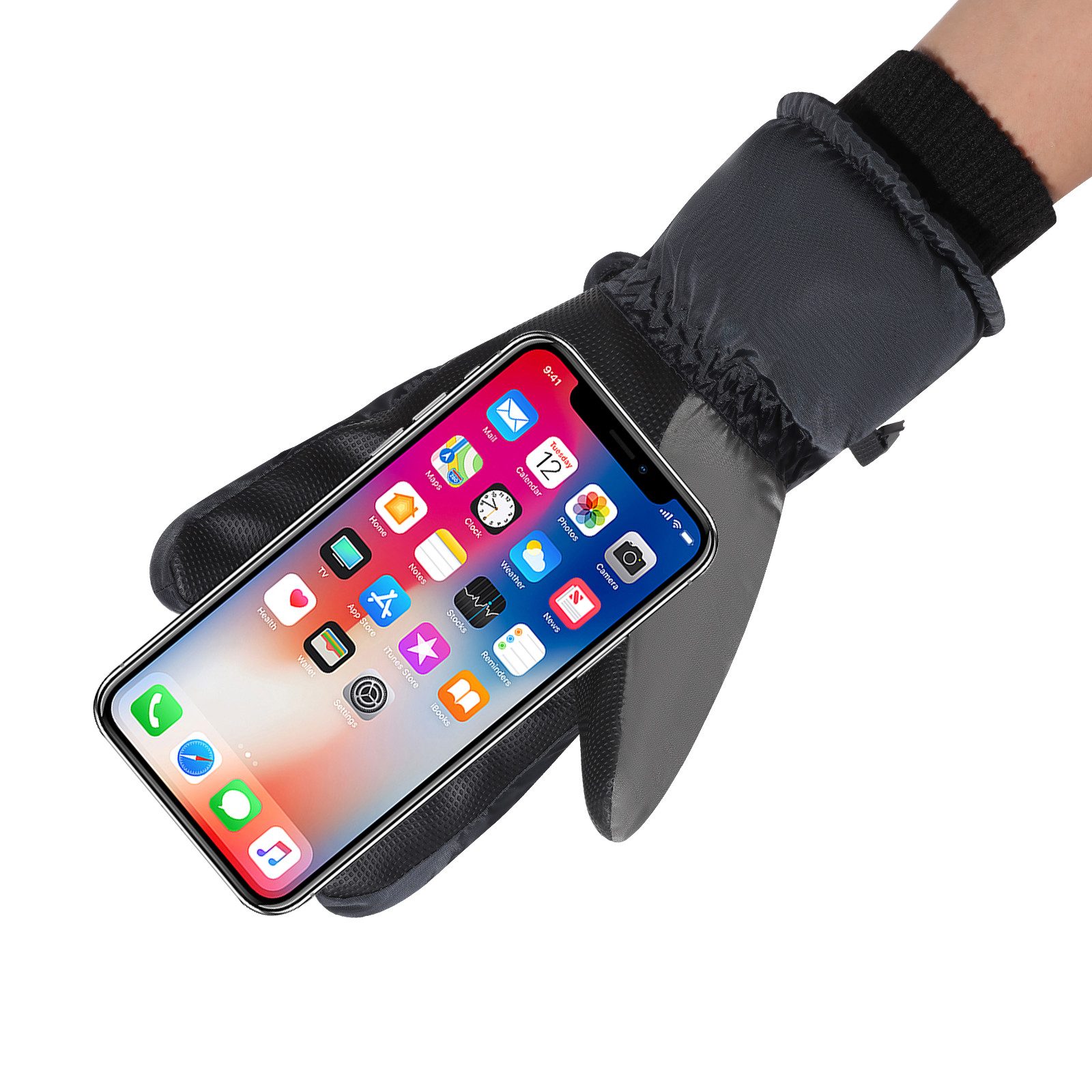Sunicol Skihandschuhe Wasserdicht Handschuhe Herren Damen Winterhandschuhe, Touchscreen Rutschfeste Thermohandschuhe für Radfahren, Laufen, Skifahren, Wandern