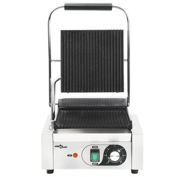 vidaXL Elektrogrill Gerillter Panini-Grill Edelstahl 1800 W 31x30,5x20 cm