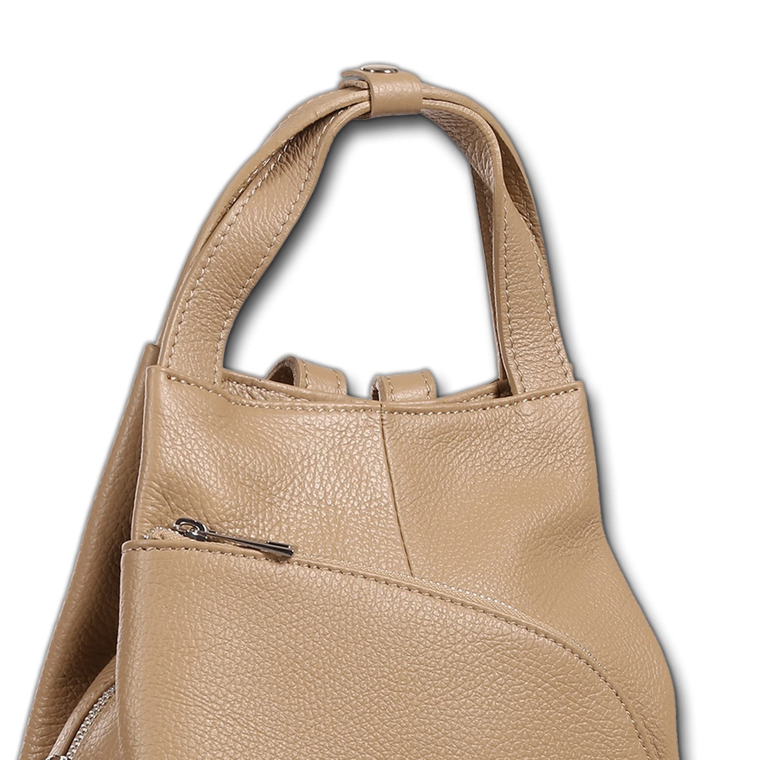 Toscanto Cityrucksack Toscanto Damen Cityrucksack Leder, Damen Leder Cityrucksack, taupe, beige ca. 27cm