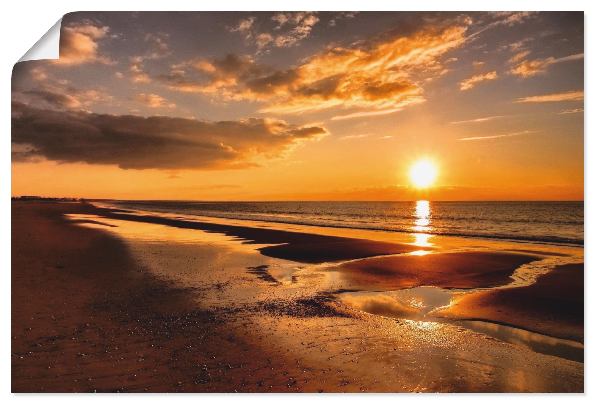 Artland Wandbild Sonnenuntergang am Mittelmeer, Strand (1 St), als Alubild, Leinwandbild, Wandaufkleber oder Poster in versch. Größen