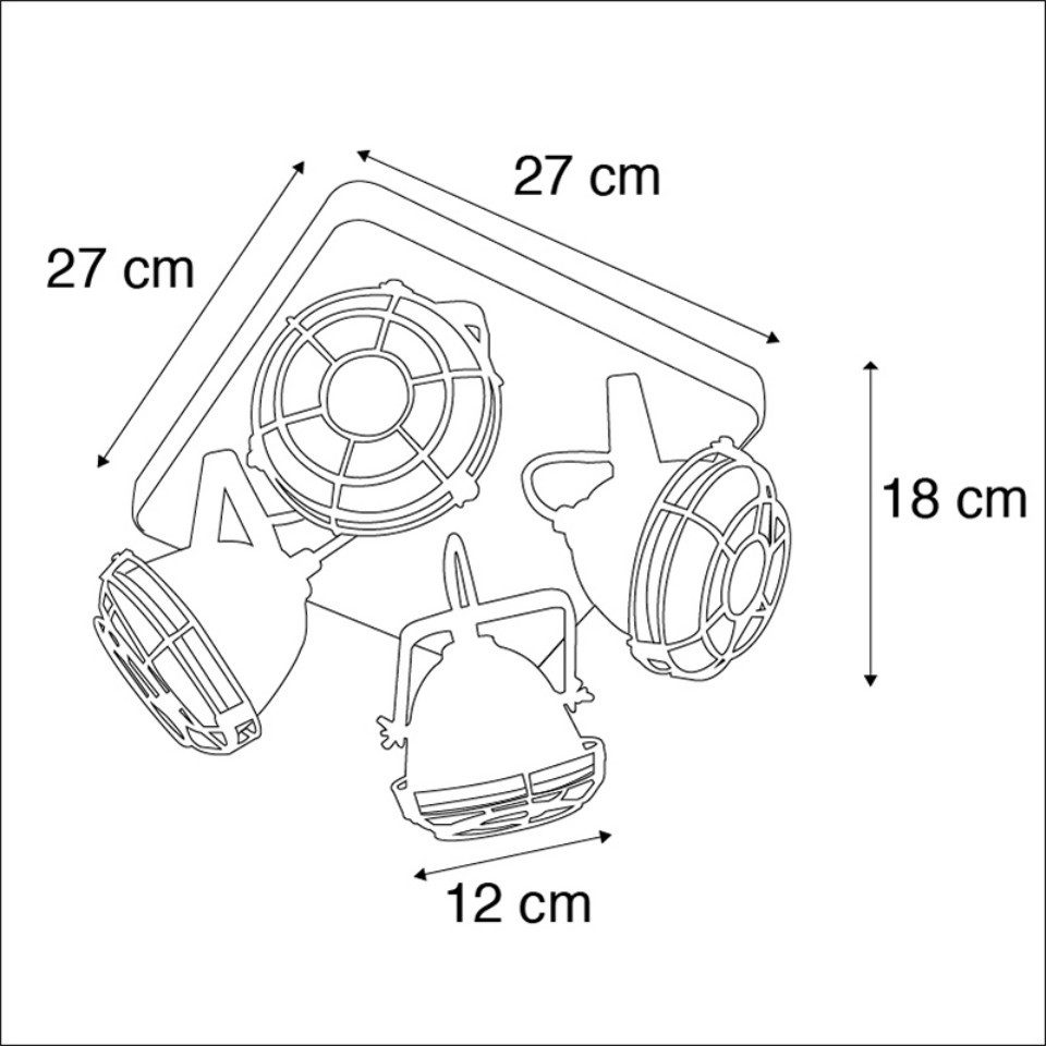 Qazqa LED Aufbaustrahler Gina, ohne Leuchtmittel, Warmweiß, QAZQA Aufbau­spot, gu10, Rostbraun, Stahl, Industrie
