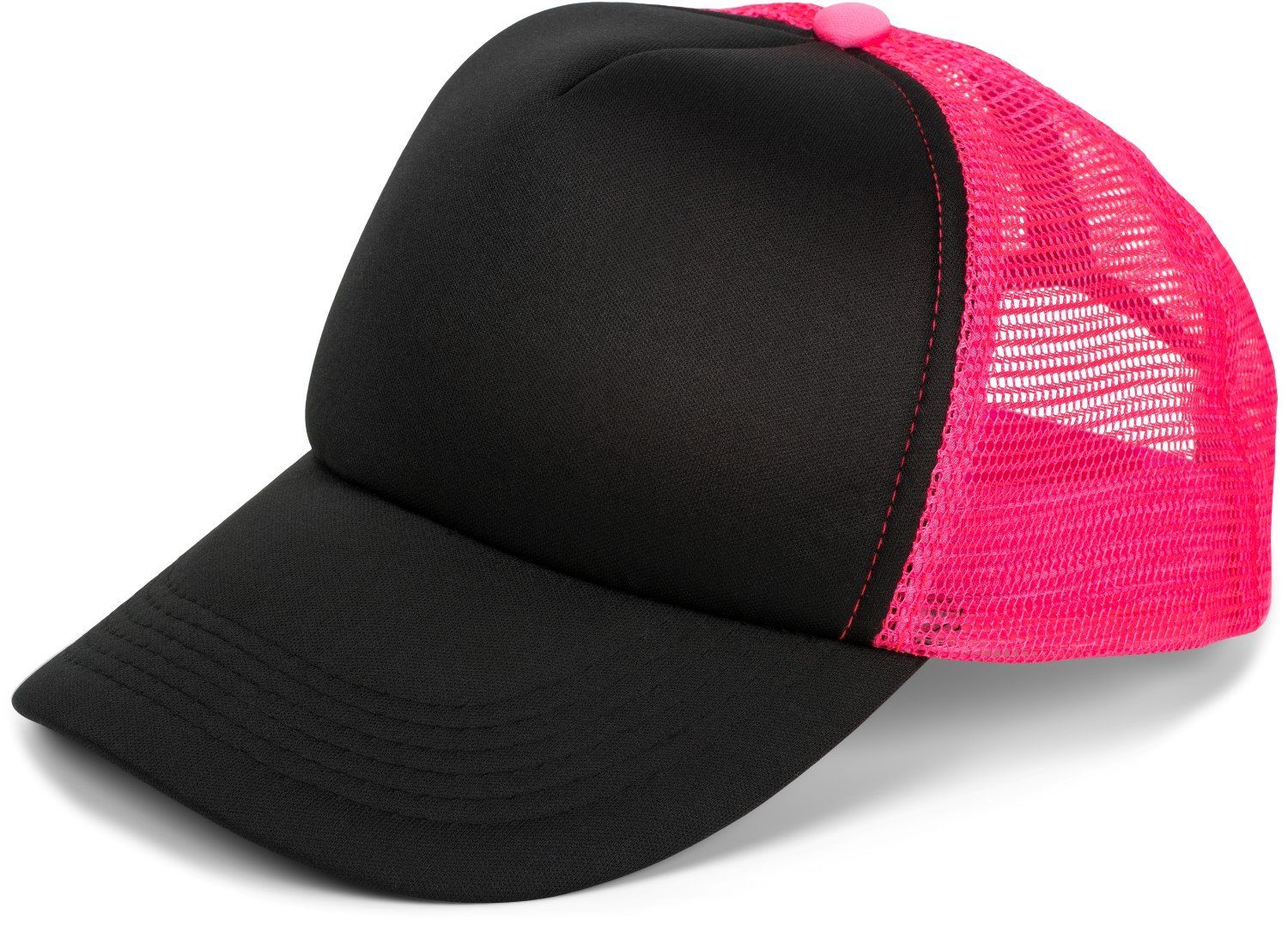 5-Panel Trucker styleBREAKER Cap Schwarz-Neonpink Cap (1-St) Mesh