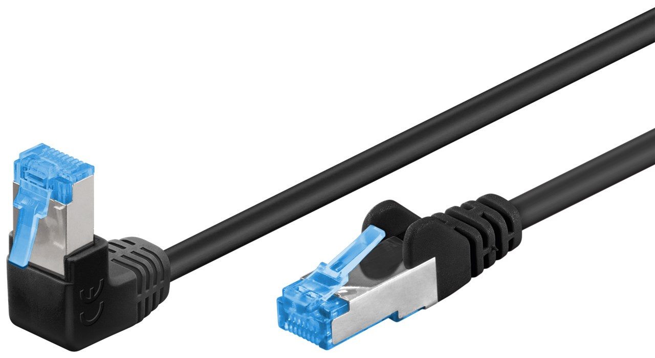 Goobay 30x Goobay 51561 CAT 6A Patchkabel 1x 90° gewinkelt, S/FTP (PiMF), Netzwerkkabel
