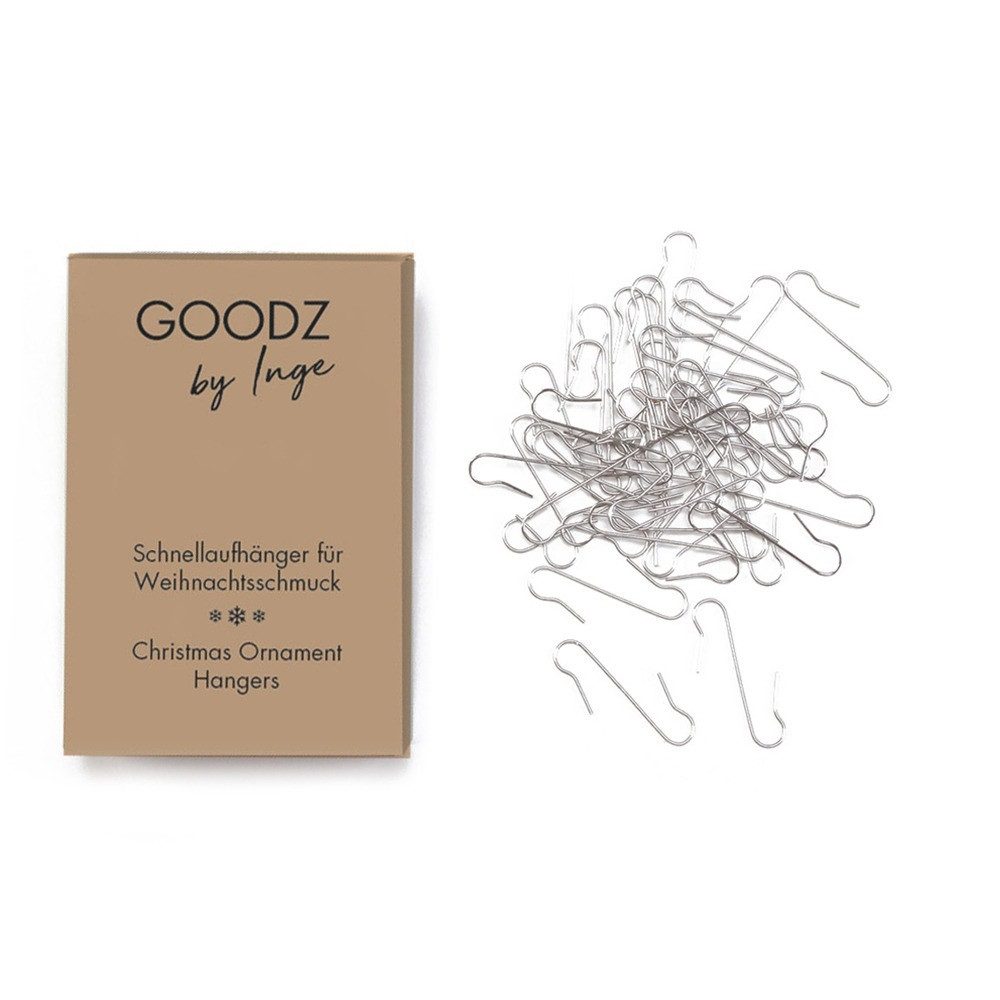INGE-GLAS® Christbaumschmuck Baumschmuck Haken 100Stk. Silber