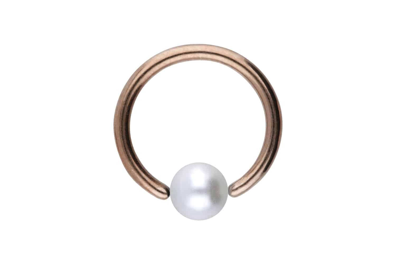 PIERCINGLINE Nasenpiercing Chirurgenstahl Klemmkugelring SYNTHETISCHE PERLE (Klemm-Ringe, 1-tlg)