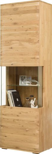 andas Vitrine »Milton« Tür und Seitenwand mit Glaseinsatz, aus massiven Eichenholz, mit einer Push-To-Open-, und einer Soft-Close-Funktion, Breite 60 cm